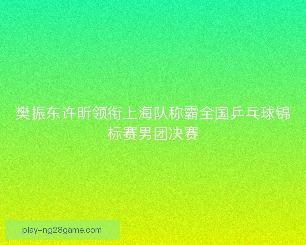 樊振东许昕领衔上海队称霸全国乒乓球锦标赛男团决赛